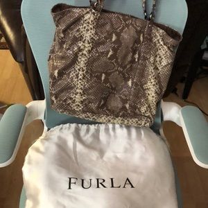 Furla snakeskin Tote. Like new.  Used only a couple of days.